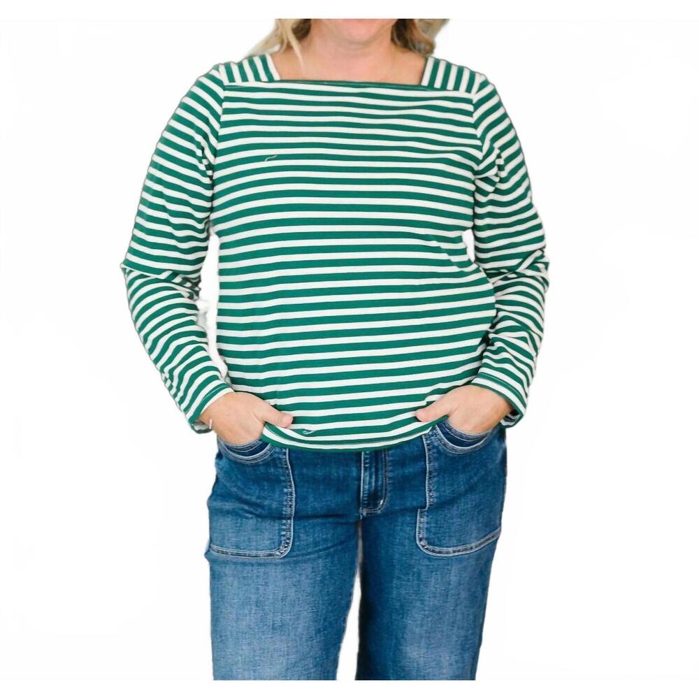 NEW POLAGRAM paris stripe top in green